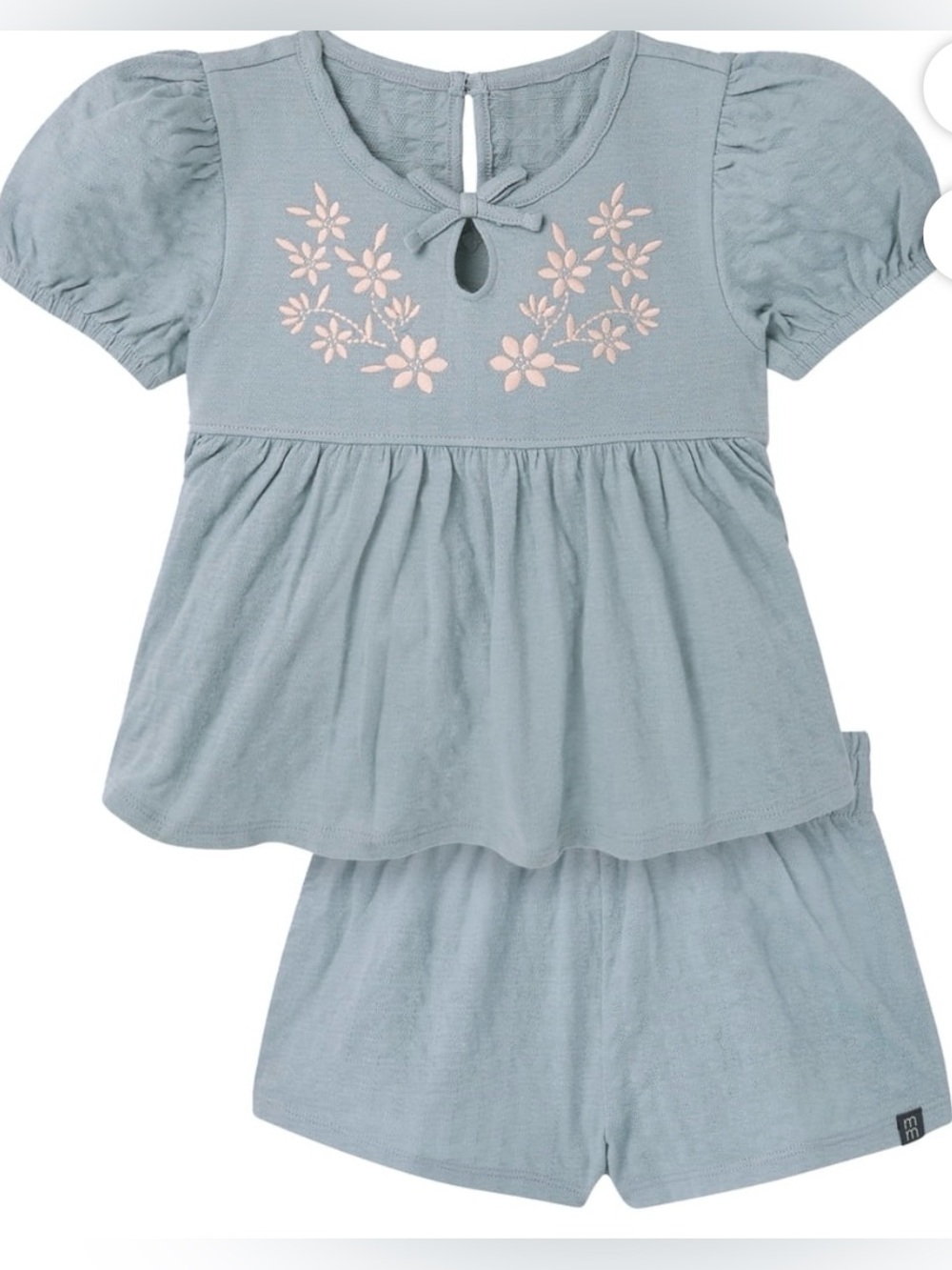 Modern Moments by Gerber Girls 5T Aqua Floral Embroidered 2pc Outfit NWT